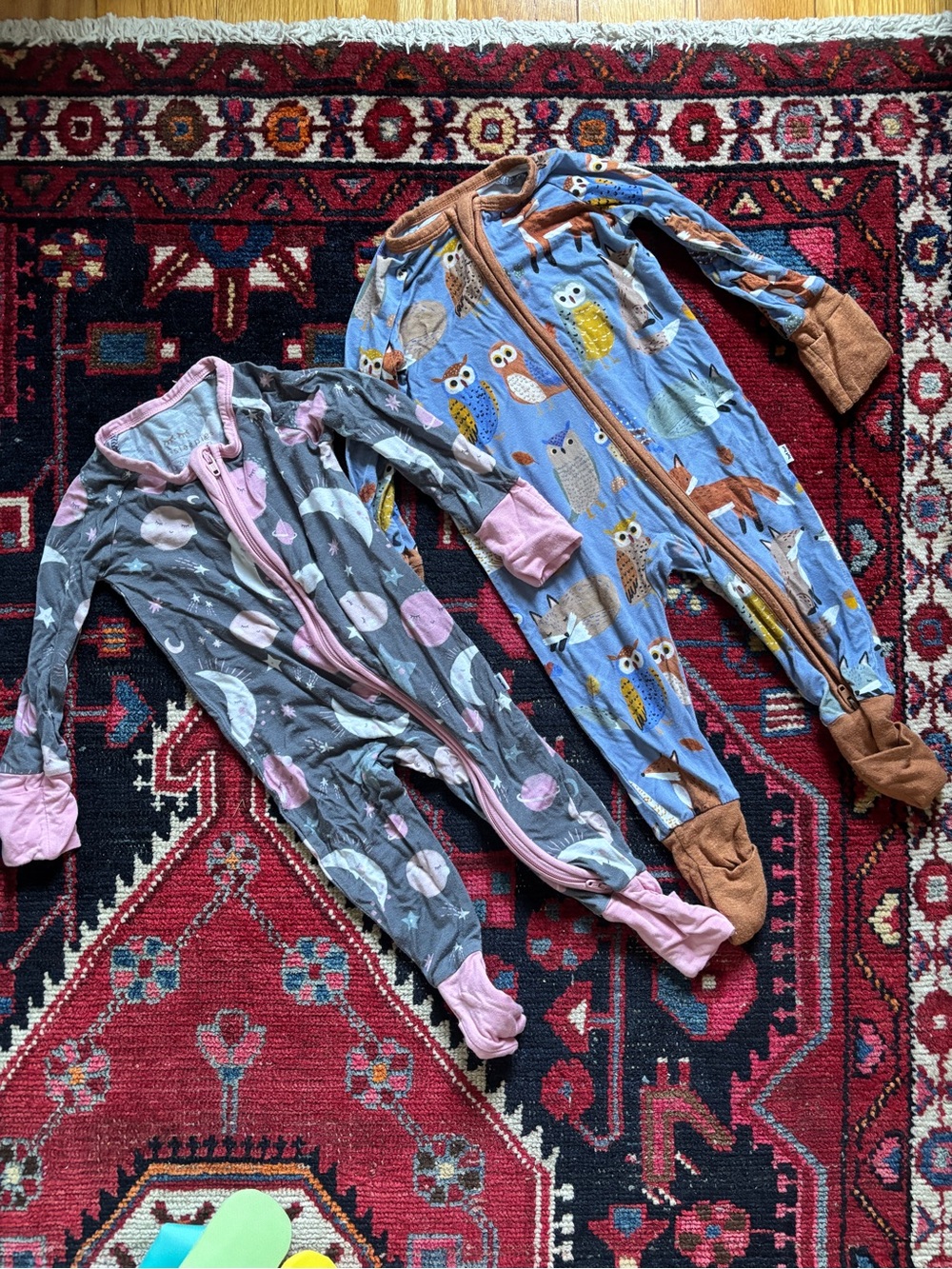Little Sleepies zip-up footed pajamas duo